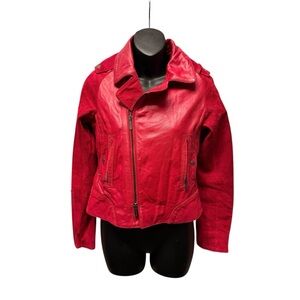 Zac Posen for Target Red Leather & Suede Moto Jacket Size Small New Chic Sexy